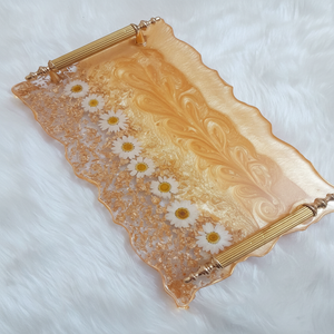 Plateau en résine brillante design artistique vibrant adapté à la table basse cuisine salle à manger ou salon décoratif accent - Product Image 1