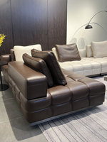 Canapé Lawrence haut de gamme tout en cuir, design italien minimaliste, structure en bois, mobilier modulaire en L, lignes droites pour grands espaces
