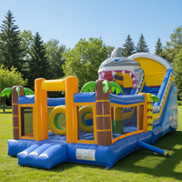 Structure gonflable sur le thème des requins avec toboggan aquatique, mur d'escalade, aire de jeux gonflable pour enfants de qualité commerciale