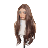 Perruques synthétiques Lace Front 13x6, 24 pouces, brun foncé, longues, grandes, ondulées, bouclées naturelles, en fibre haute température, pour tête entière