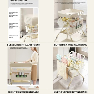 Station de soins pour bébé portable avec roulettes, grand panier de rangement, baignoire, support de bain, <span class=keywords><strong>table</strong></span> <span class=keywords><strong>à</strong></span> <span class=keywords><strong>langer</strong></span> pour nouveau-nés et nourrissons - Product Image 2