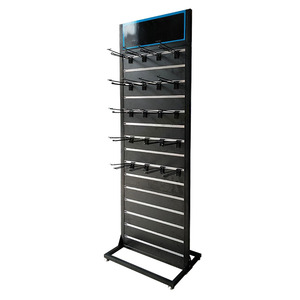 Tầng Thường Vụ <span class=keywords><strong>Slatboard</strong></span> Ra Cửa Đi Xe Đạp Găng Tay Hiển Thị Rack Với Hook Cửa Hàng Bán Lẻ Treo Kệ Kim Loại Tầng Giá Găng Tay - Product Image 4