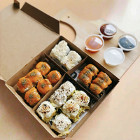 Boîtes de restauration en carton ondulé avec logo personnalisé, boîtes à sauce alimentaire, boîte d'emballage de sushi