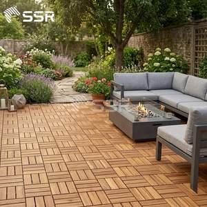 Baldosas de Madera de Acacia de 12 Listones para Terraza, Baldosas de Suelo Encajables para Exteriores, Decoración para Caminos de Balcón, Precio de Fábrica - Product Image 5