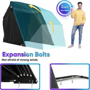 Carpa Deportiva Negra Resistente AOSHUNA, Nueva, de Tela Oxford, con 2 Ventanas Laterales Enrollables, Cerradura con Código, Bolsa de Transporte, 300L-400L, Montaje en Techo - Product Image 5