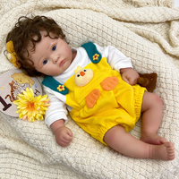 Poupées bébés réalistes en silicone de 18 pouces, corps entièrement en silicone, cheveux bouclés implantés, bouche ouverte, anatomiquement correctes, poupées reborn