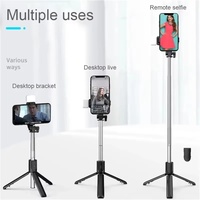 Trípode para Selfies con Soporte de Escritorio, Soporte para Teléfono, Obturador Remoto Inalámbrico para iPhone y Android, Opción con Luz de Relleno, Precio Económico