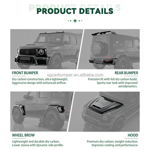 Pièces automobiles de style B 1:1 pour l'extérieur, compatibles Mercedes Classe G W465/W464 G63, pare-chocs avant et arrière en carbone sec de style B, capot, modèles de carrosserie - Product Image 5
