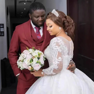 Princess Waistline Ball Gown Wedding Dress Long <b>Sleeve</b> Sweetheart Neckline White Vintage Style High End <b>Bridal</b> Gown - Product Image 4