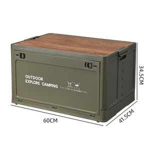 Caixa De Armazenamento Do Tronco Do Carro Portátil com Tampa De Madeira Outdoor Camping Solução De Armazenamento Dobrável Feito de Plástico Durável - Product Image 1