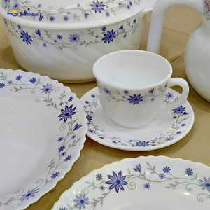 Juego <span class=keywords><strong>de</strong></span> Vajilla <span class=keywords><strong>de</strong></span> Vidrio Opal con Diseño Floral, Tetera, Jarra, 190 ml, 58 Piezas, Vajilla Económica Templada, 27 Piezas, Taza <span class=keywords><strong>de</strong></span> Café con Platillo - Product Image 6