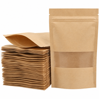 Sacs en papier kraft avec fenêtre, pochettes verticales refermables de qualité alimentaire pour café, snacks, thé – Impression personnalisée acceptée – En stock