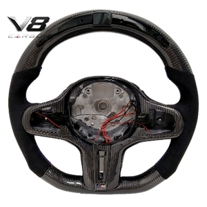 Volant de direction en fibre de carbone véritable personnalisé de style <span class=keywords><strong>sport</strong></span> racing pour les séries 1, 2, 3, 4, F40, F44, G20, G22, M2, M3, M4, accessoires de voiture V8carbon - Product Image 3