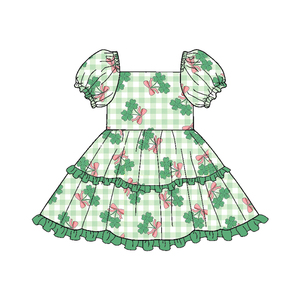 Vestido Estampado de Papelería, Falda Moderna con Cuello Cuadrado y Largo hasta la Rodilla, Vestido para Niña, Venta al por Mayor de Ropa Infantil de Fábrica. - Product Image 5