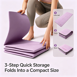 Tapete de Yoga Plegable GQK Morado, Base de TPE de 5mm de Grosor, Diseño Cuadrado Contemporáneo Impreso, Hecho a Máquina, para Uso Doméstico - Product Image 4