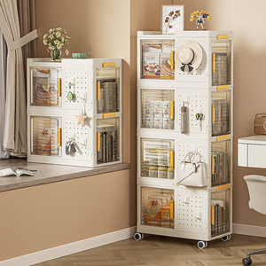 Movable Bookshelf Storage Rack With Wheels Simple Floor Standing Book Box For Kids Toy Organizer Reading Trolley - Product Image 1