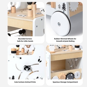 Nouveau <span class=keywords><strong>chariot</strong></span> d'activités multifonctionnel en bois Montessori pour bébés, avec labyrinthe de perles, design stable anti-renversement, pour l'éveil et l'apprentissage précoce des enfants - Product Image 5