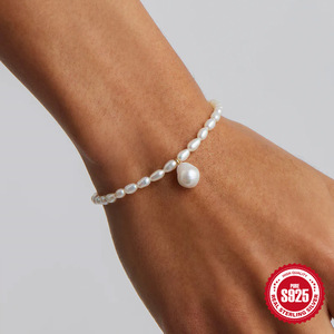 Pulsera de Plata de Ley S925 con Perlas de Agua Dulce Irregulares, Joyería de Moda para Mujer, Ideal para Fiestas - Product Image 4