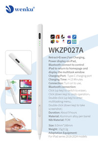 Stylet actif avec fonction de réinitialisation, charge rapide, effacement, capture d'écran plein écran, antidérapant, détection de la pression inclinée, fonctions de rétrocession et de clic - Product Image 2