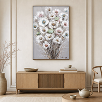 Peintures murales 3D sur toile en forme de fleur, pierre naturelle verte, fleurs bleues et roses, décoration intérieure – Offre Spéciale