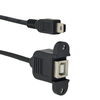 Prise femelle USB 2.0 B vers mini câble mâle USB 5 p 5 broches câbles de données blindés pour appareil photo et imprimante d'ordinateur montage sur panneau