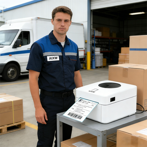 AMZ เครื่องพิมพ์ฉลากความร้อน4นิ้ว USB สำหรับอะแดปเตอร์บลูทูธสำหรับ Android & <span class=keywords><strong>iOS</strong></span> สำหรับการพิมพ์ไฟล์ PDF <span class=keywords><strong>Adobe</strong></span> สินค้าในสต็อก - Product Image 2