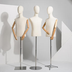 Toptan manken <span class=keywords><strong>Torso</strong></span> ahşap kol manken Stand standı yarım vücut kumaş manken erkek elbise formu kukla - Product Image 3