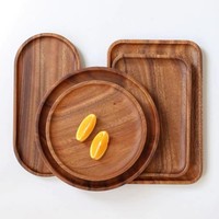 Plateau moderne en bois d'acacia, type sur pied, pour servir le dîner, les sushis, la pizza, le steak, le gâteau, le pain, le thé de l'après-midi, les fruits, utilisation en cuisine, laque