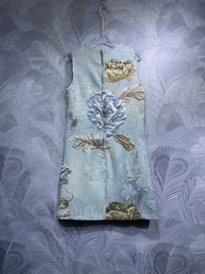 Colección de Verano, Vestido Casual de Cuello Redondo para Mujer, con Detalle de Cuentas, Tejido Jacquard con Flores Vintage, Alta Calidad - Product Image 2