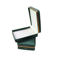 Estuche de Exhibición Rectangular de Lujo RONGTAI G-21 para Collares, Venta al Por Mayor 2025, Cuero PU Verde con Forro de Terciopelo, Organizador de Joyas