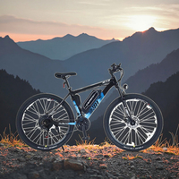 Vélo de montagne électrique à batterie au lithium 36V 350W sans balais, 29 pouces, 21 vitesses, frein à disque, cadre en acier, suspension arrière, nouveau design