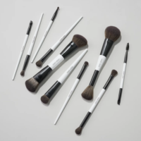 Kuas Makeup BEILI Buatan Sendiri, Kuas Rias Wajah Dua Sisi, Vegan, Sintetis, untuk Kontur, Bedak, Concealer, Blush, Set Kuas Makeup