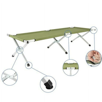 Lit de Camp de Camouflage en Fer Métal Aluminium d'Extérieur Vert Foncé pour Adultes
