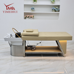 YIMEIHUI Lit de lavage de luxe thaïlandais en acier inoxydable avec bac en céramique pour salon de coiffure - Product Image 2