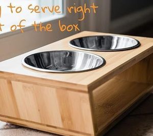 Mangkuk kucing anjing berkelanjutan ramah lingkungan bambu bulat dengan pola Solid Stan mangkuk kayu tinggi untuk hewan peliharaan kecil - Product Image 3