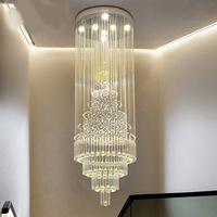 Grand lustre LED multi-têtes en acier inoxydable, design simple, style post-moderne, luxe léger pour maisons duplex et villas, salon