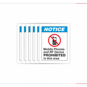 Etiqueta Adhesiva Industrial Impermeable, Señal de Seguridad para Teléfonos Móviles y Dispositivos RF, Área Prohibida, Acabado Mate, Resistente a Arañazos - Product Image 2