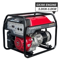 Générateur d'électricité portable à essence de haute qualité, alimenté par un moteur HONDA d'origine GX390, refroidi par air, 4 temps, 5 kW, AC 50 Hz, démarrage par lanceur