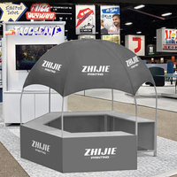 Gazebo hexagonal en fer de couleur personnalisée - Stand d'exposition extérieur avec comptoir - Dôme publicitaire promotionnel