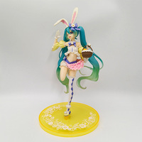 Figurine personnalisée en PVC de fille lapin avec panier et cheveux turquoise, jouet d'art fantastique de collection, statue de présentation, fabricant OEM ODM