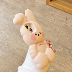 Arc Coton Lapin Rose Mobile Couverture Arrière Silicone Dessin Animé Téléphone étui pour Apple <span class=keywords><strong>iPhone</strong></span> 15 14 13 12 Pro Max <span class=keywords><strong>11</strong></span> - Product Image 3