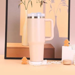 Mug de voyage H2.0 avec poignée, 40 oz, double paroi, isotherme, avec couvercle et paille, antidérapant, personnalisable OEM - Product Image 1