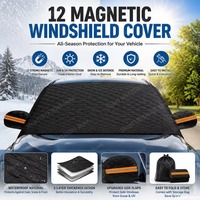Housse de pare-brise magnétique pour voiture, 12 aimants, imperméable, protection contre la neige, le soleil, le gel et la glace, avec rabats pour rétroviseurs latéraux et sac de rangement