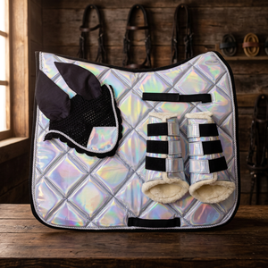 Ensemble de tapis de selle de dressage BRAND ZONE de 25 mm d'épaisseur, rembourrage en mousse à mémoire de forme en polycoton, maille respirante, coque synthétique pour le saut d'obstacles - Product Image 2