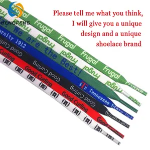 Großhandel personal isiert bedrucktes Logo flache Polyester individuelle Schnürsenkel maßge schneidert Schnürsenkel
