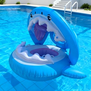 Flotador Inflable de Tiburón Blanco de 95x78x70cm con Diseño de Dibujos Animados para Niños, Juego en la Piscina - Product Image 3