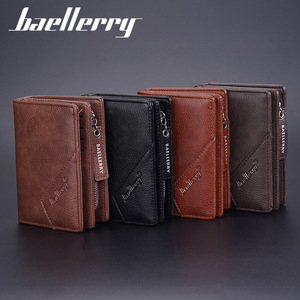 กระเป๋าสตางค์แบบสั้นสำหรับผู้ชายแบรนด์ Baellerry สีดำ หนังแท้ พร้อมช่องใส่เหรียญแบบซิป ใช้งานได้หลากหลายในชีวิตประจำวัน - Product Image 4