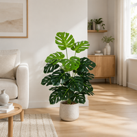 Feuille artificielle de Monstera Deliciosa 70-100cm, feuille fendue, plantes décoratives artificielles pour la maison, le bureau, le jardin, feuillage tropical de la jungle