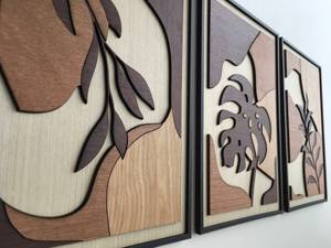 Nhiệt Đới lá thực vật gỗ tường nghệ thuật giữa thế kỷ hiện đại Boho lớn khắc gỗ tường nghệ thuật - Product Image 6