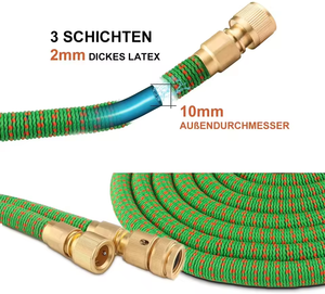 Carrete de manguera de jardín ligero y flexible al por mayor con doble núcleo de látex, 3x expandible, 3/4 de pulgada de diámetro, pulverizador de 10 funciones - Product Image 2